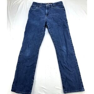 Eddie Bauer 33x32 Mens Y2k Flannel Lined Jeans Dark Wash Straight Fit